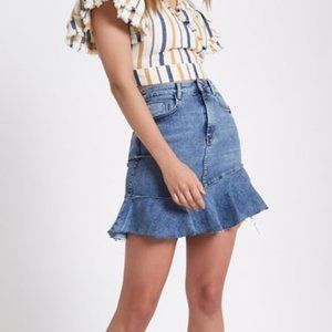 Asos River Island Denim Ruffle Skirt